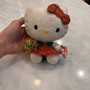 TY Hello Kitty Beanie Baby Christmas Holiday Plush Gingerbread 2014
